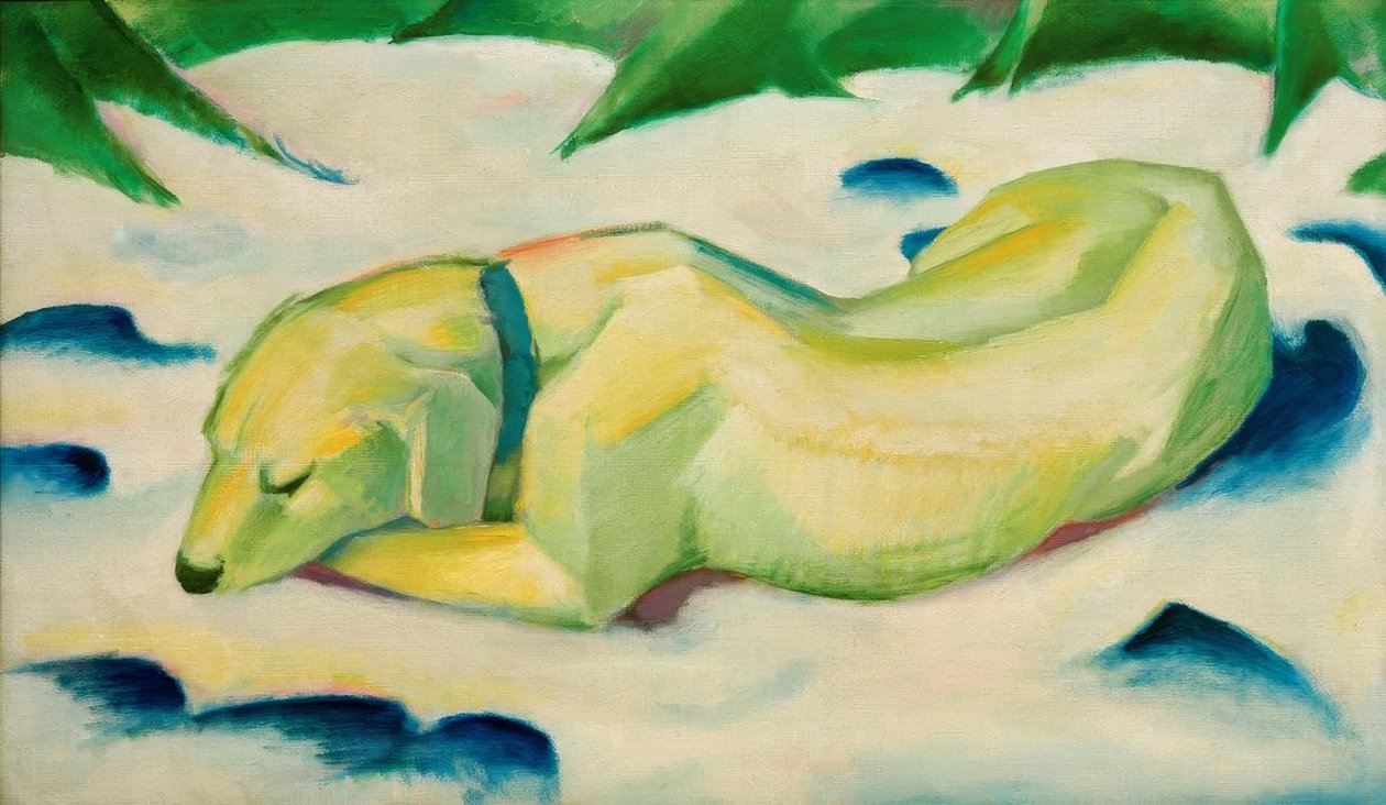 躺在雪地里的狗 作者 弗朗兹·马克（Franz Marc）