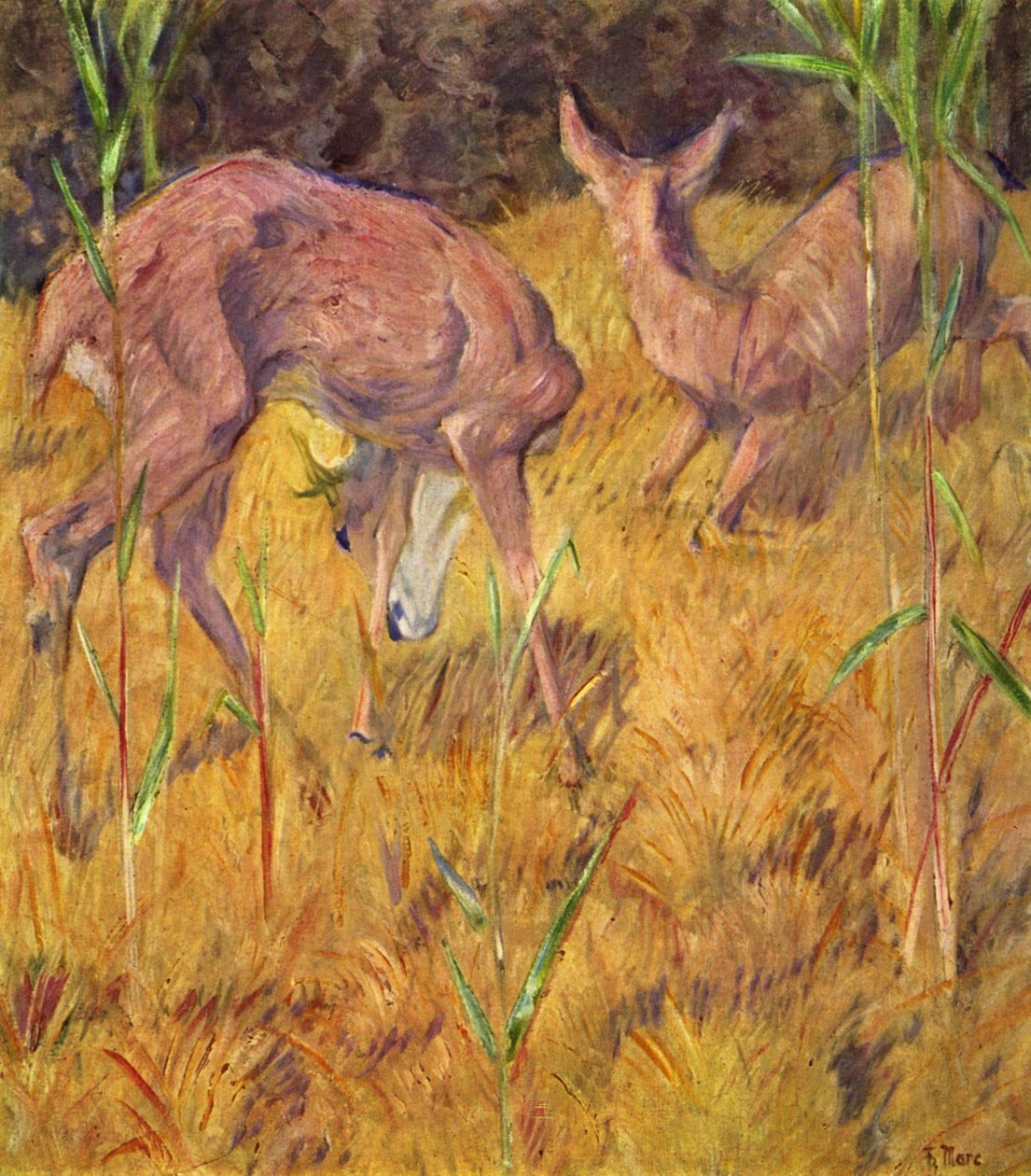 鹿在芦苇丛中 作者 弗朗兹·马克（Franz Marc）