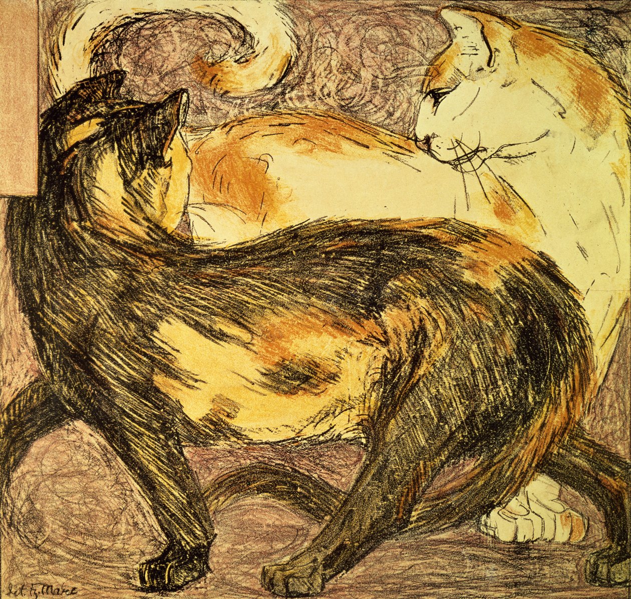 两只猫（草图） 作者 弗朗兹·马克（Franz Marc）