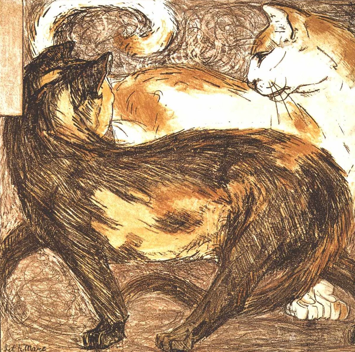 两只猫 作者 弗朗兹·马克（Franz Marc）
