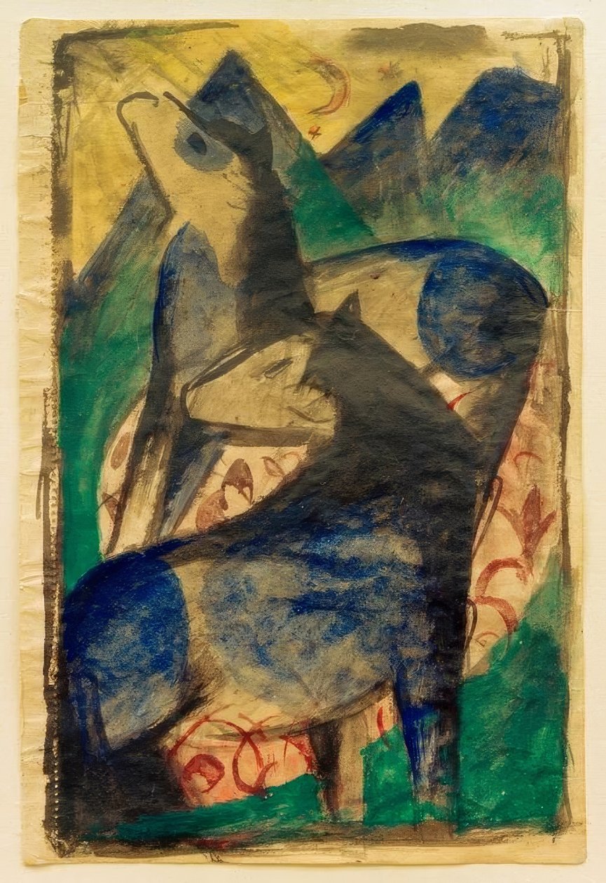两匹蓝马 作者 弗朗兹·马克（Franz Marc）
