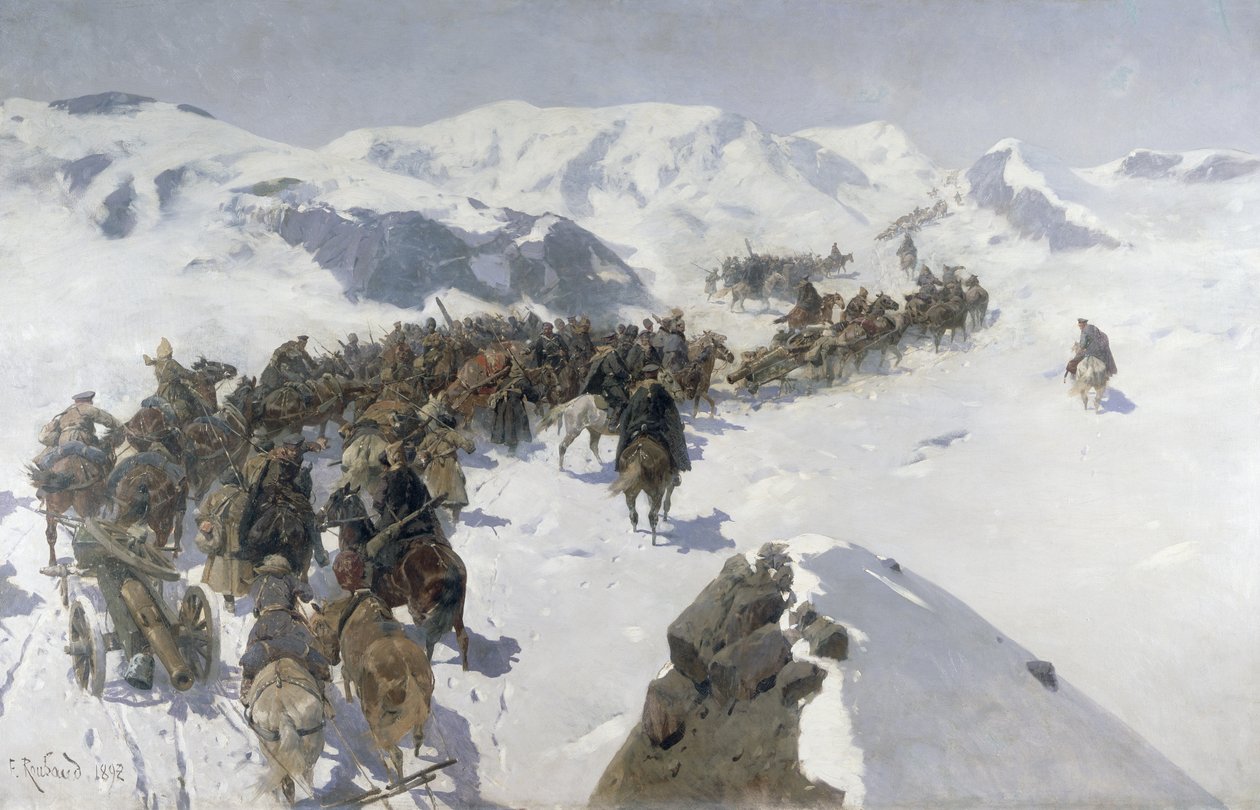 算盘Argutinsky穿越高加索山脉，1892年 作者 弗朗兹·鲁博（Franz Roubaud）