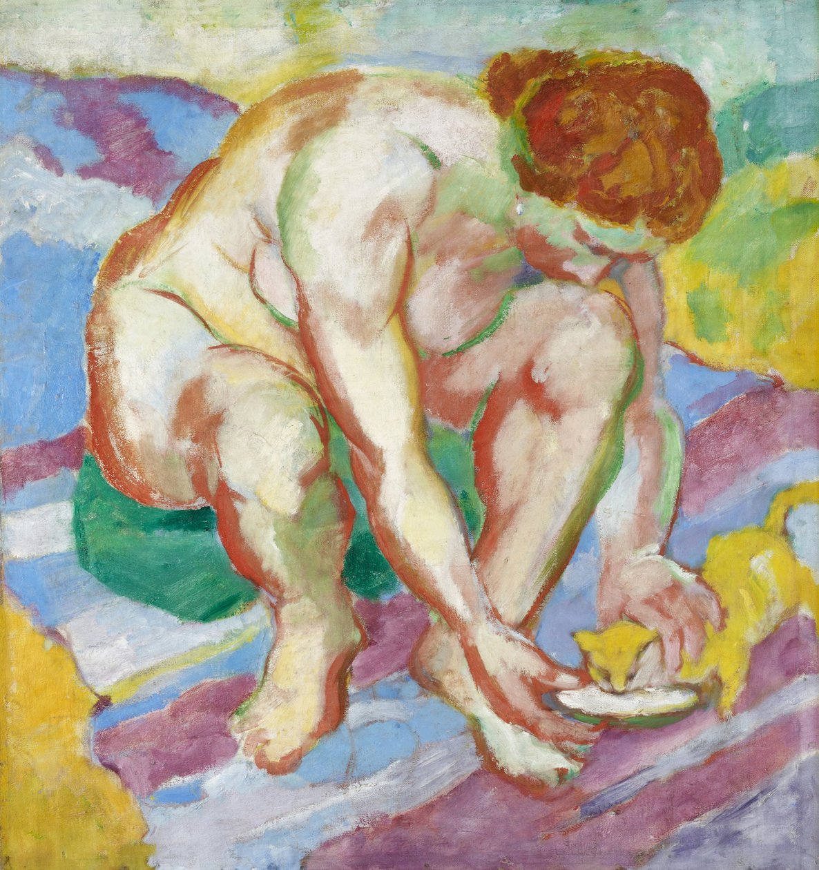 与猫在一起的裸体 作者 弗朗兹·马克（Franz Marc）