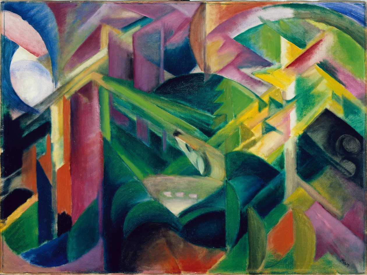 鹿在回廊花园 作者 弗朗兹·马克（Franz Marc）