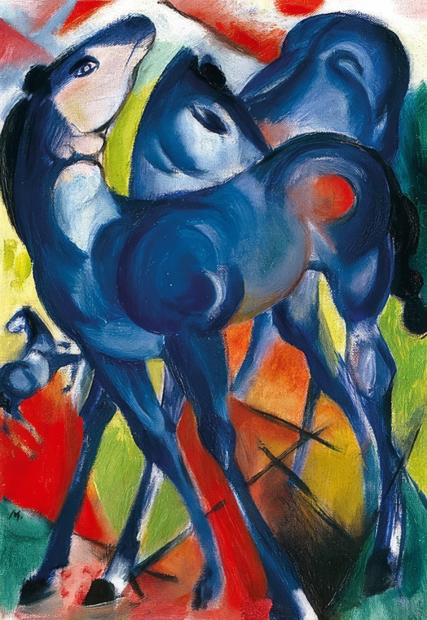 蓝色的小马驹。 1913年 作者 弗朗兹·马克（Franz Marc）