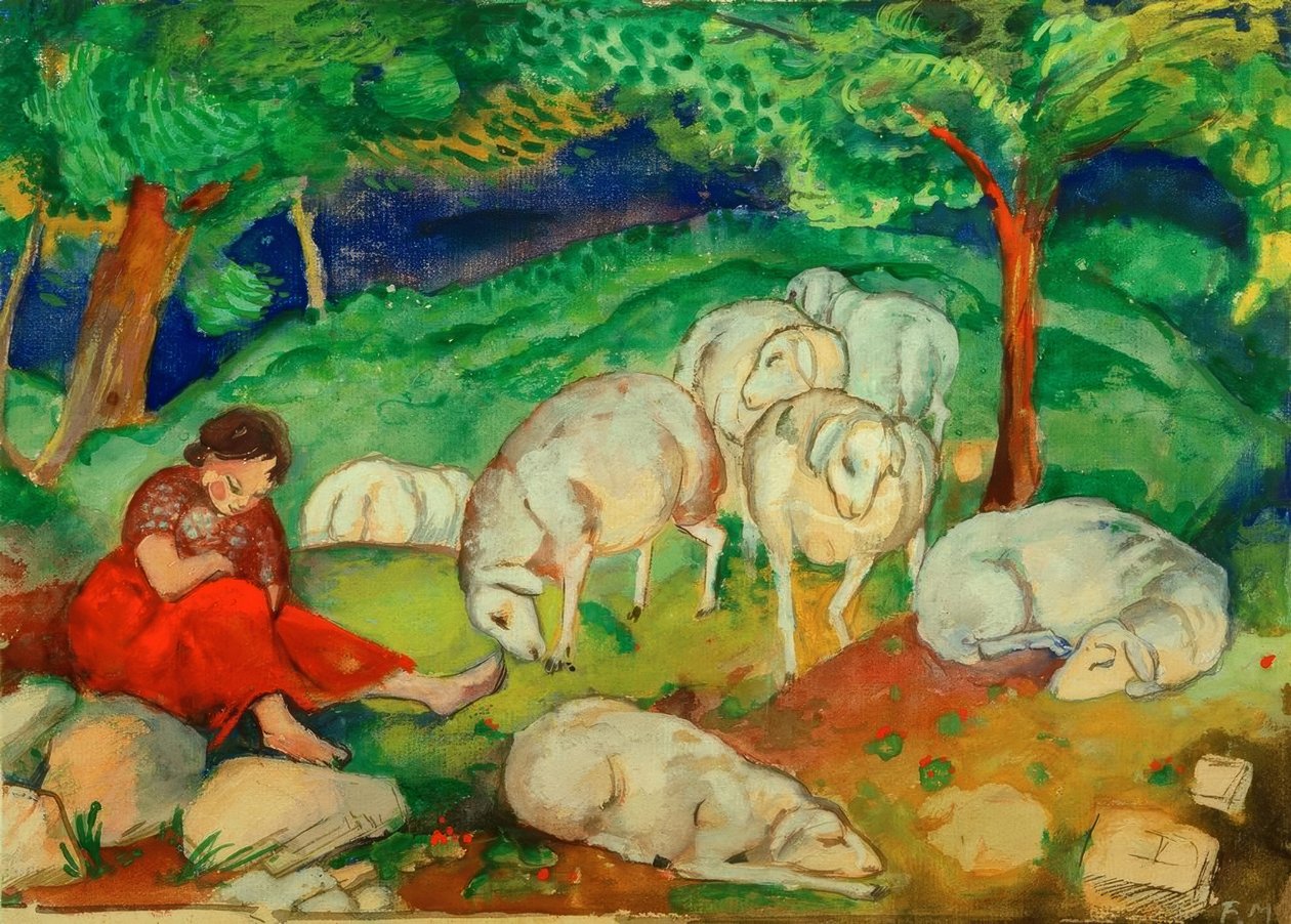 牧羊人与羊 作者 弗朗兹·马克（Franz Marc）