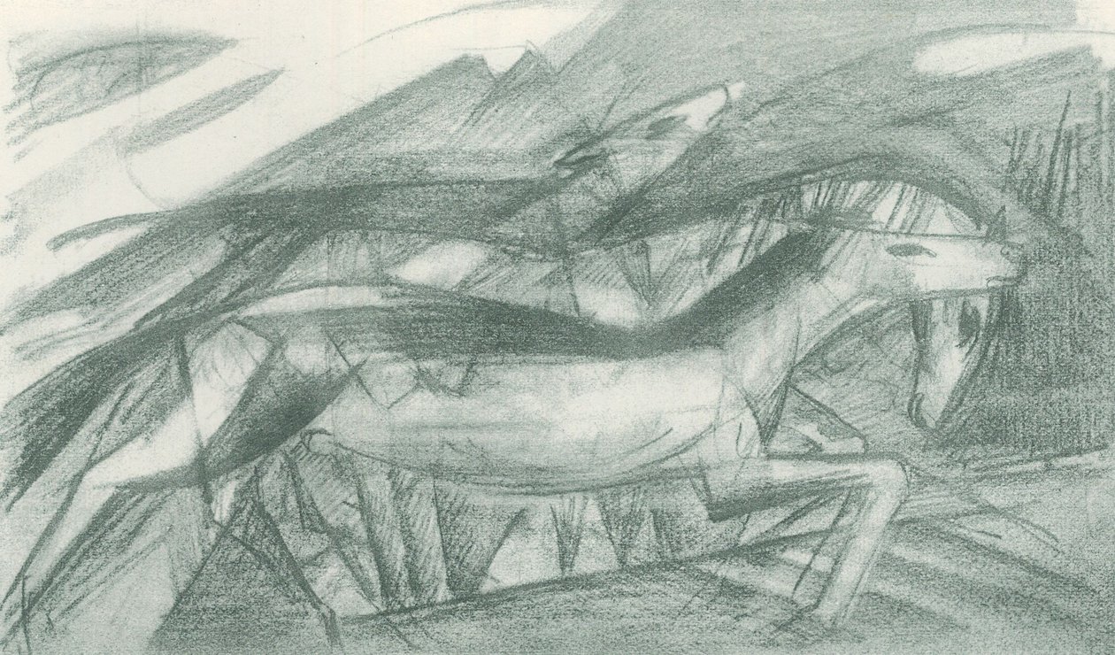 抽象风景中的猎马 作者 弗朗兹·马克（Franz Marc）