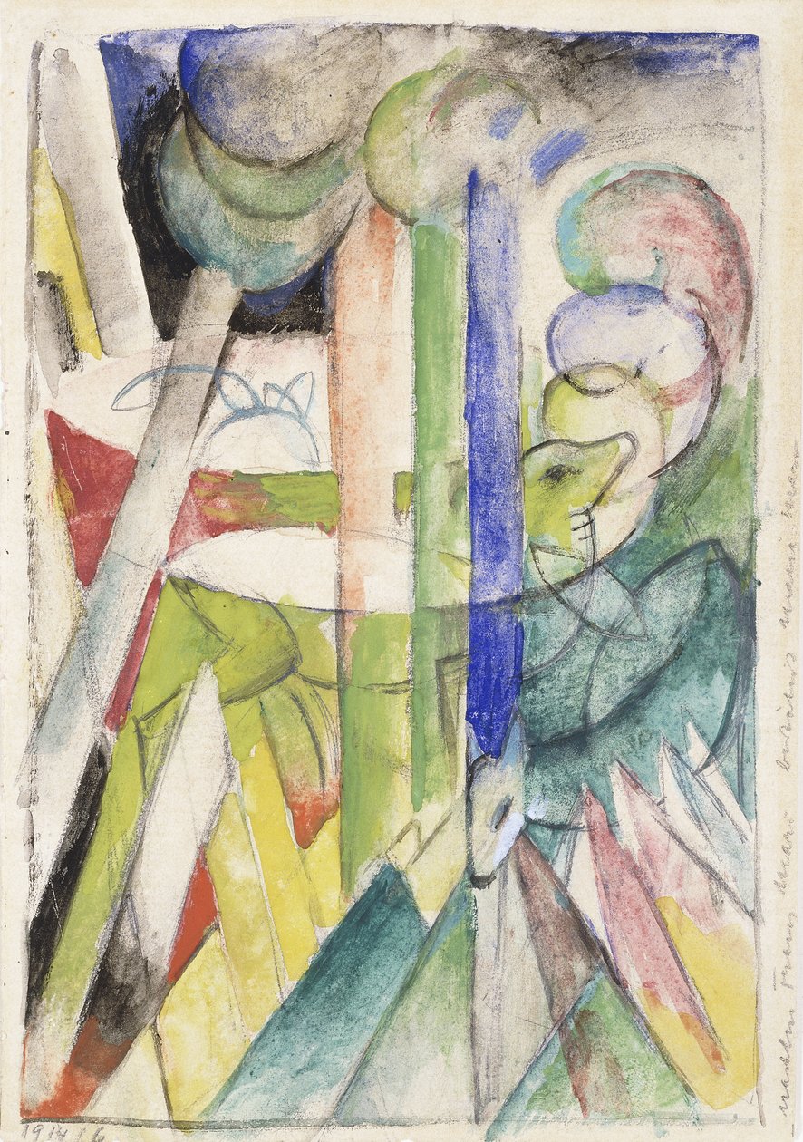 山羊Bergziegen，1914年 作者 弗朗兹·马克（Franz Marc）