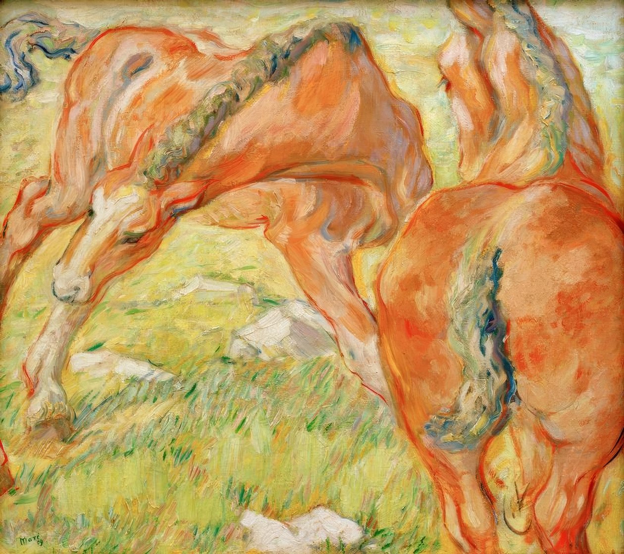 母马和小马驹 作者 弗朗兹·马克（Franz Marc）