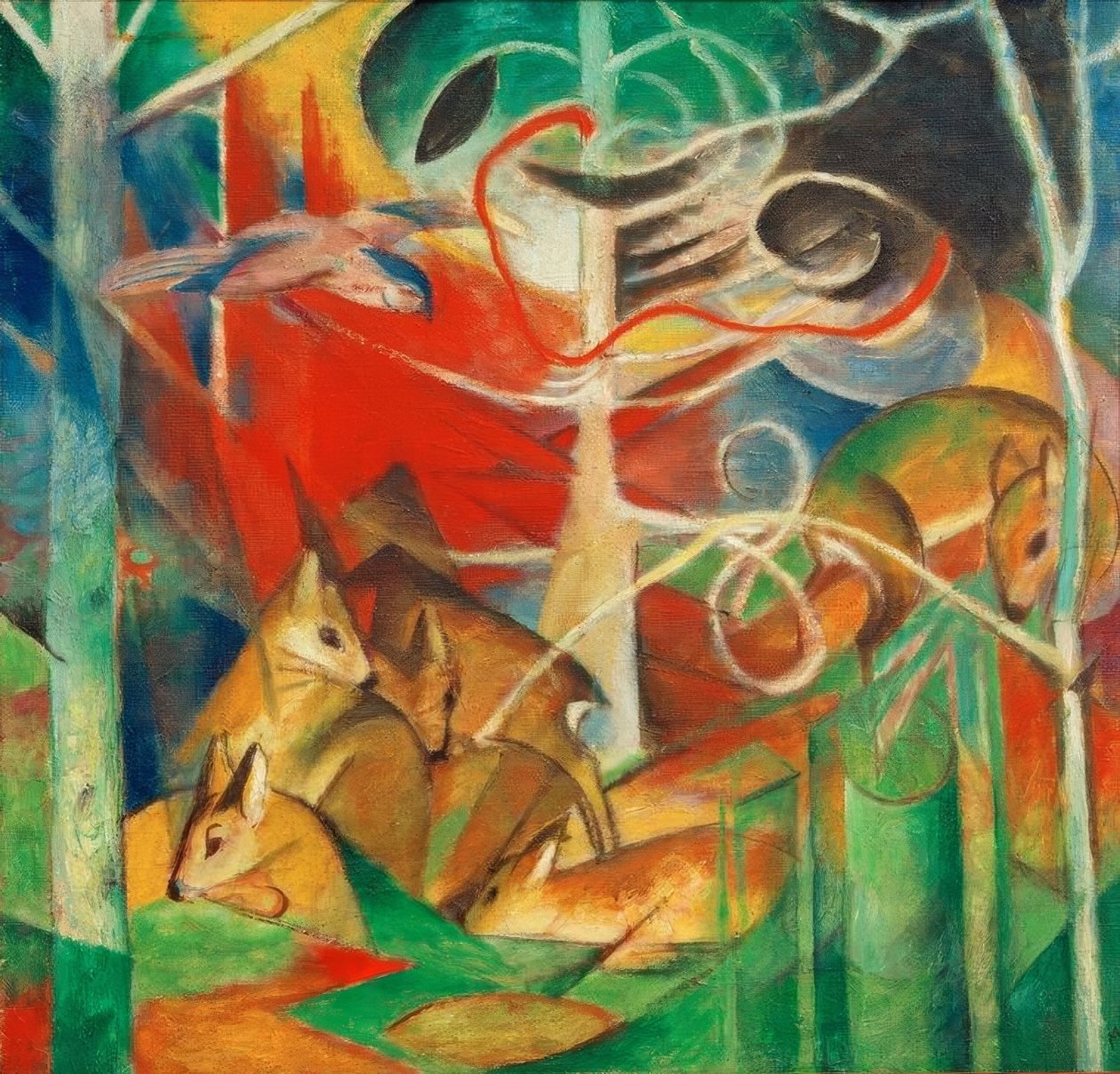 鹿在树林里我 作者 弗朗兹·马克（Franz Marc）