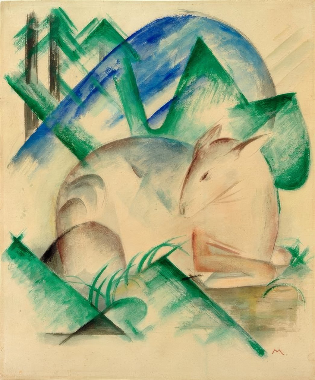马鹿（睡鹿） 作者 弗朗兹·马克（Franz Marc）
