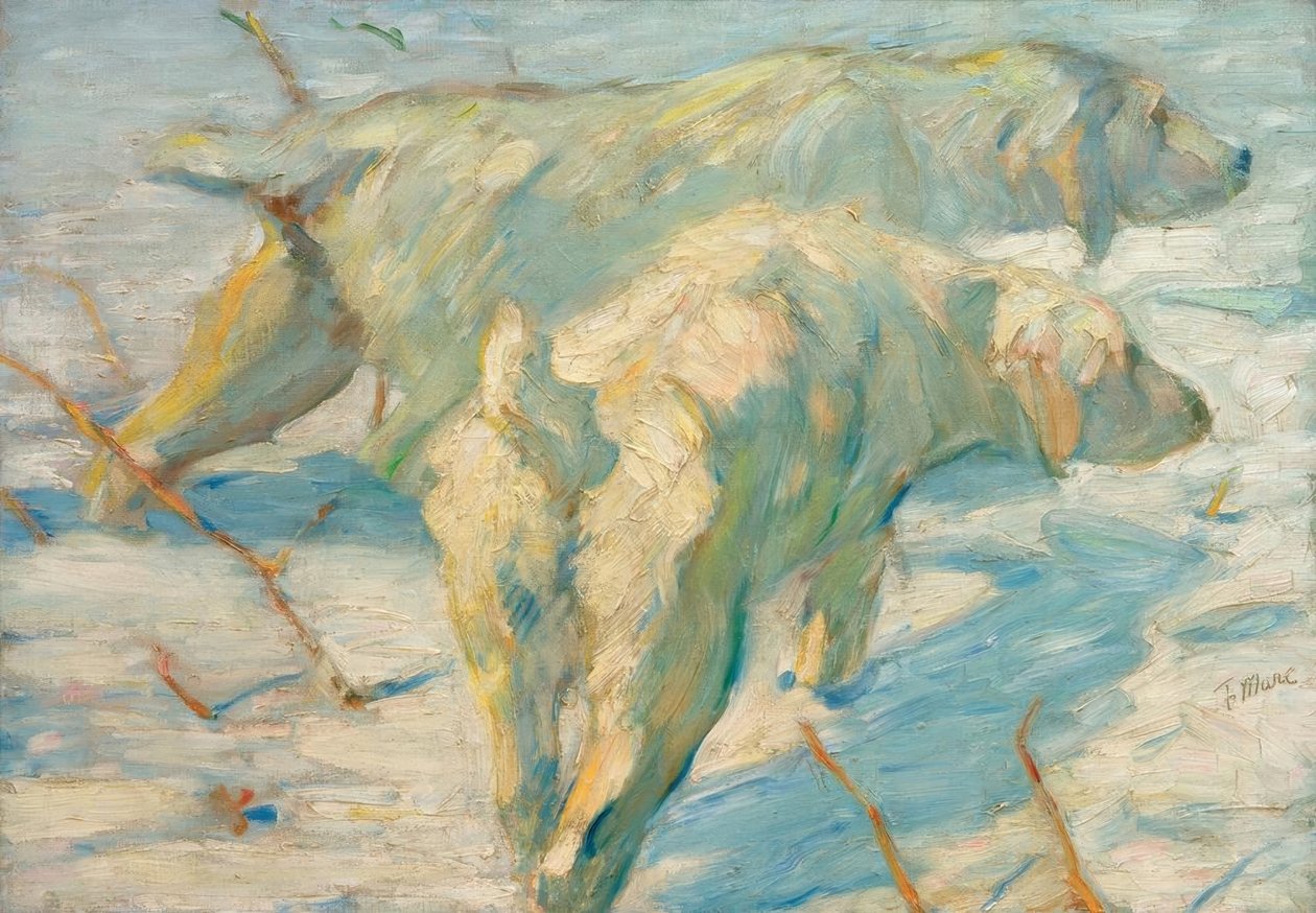 西伯利亚牧羊犬（雪地里的西伯利亚狗） 作者 弗朗兹·马克（Franz Marc）