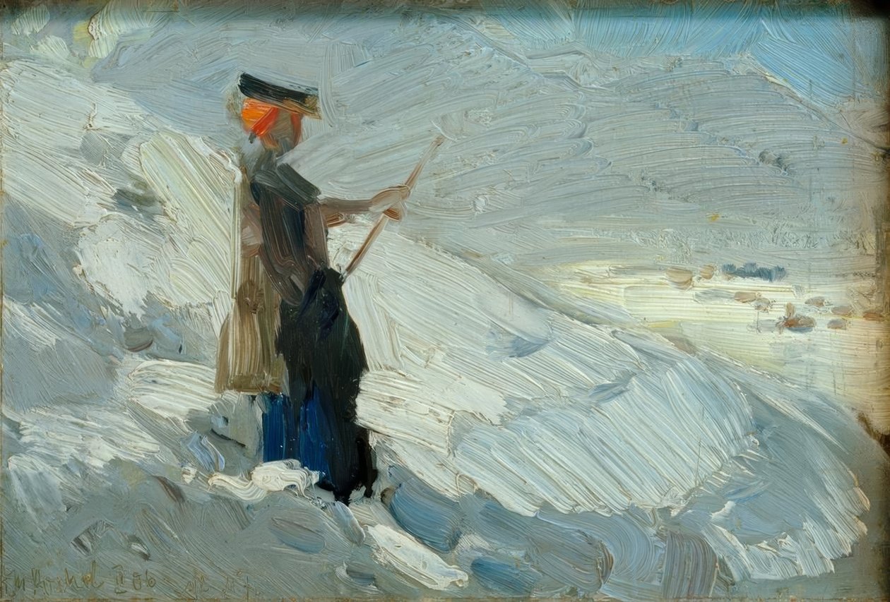 冬季景观的常设女人 作者 弗朗兹·马克（Franz Marc）