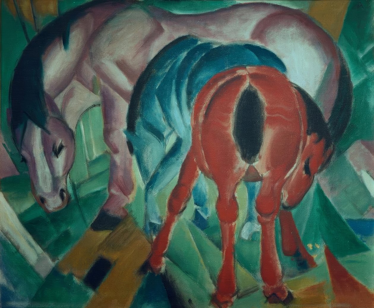 母马与小马驹 作者 弗朗兹·马克（Franz Marc）