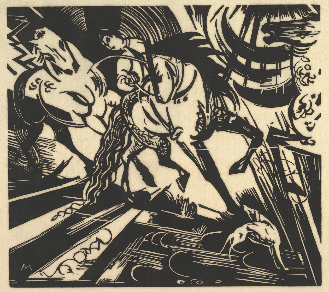 骑术学校，1913年。 作者 弗朗兹·马克（Franz Marc）