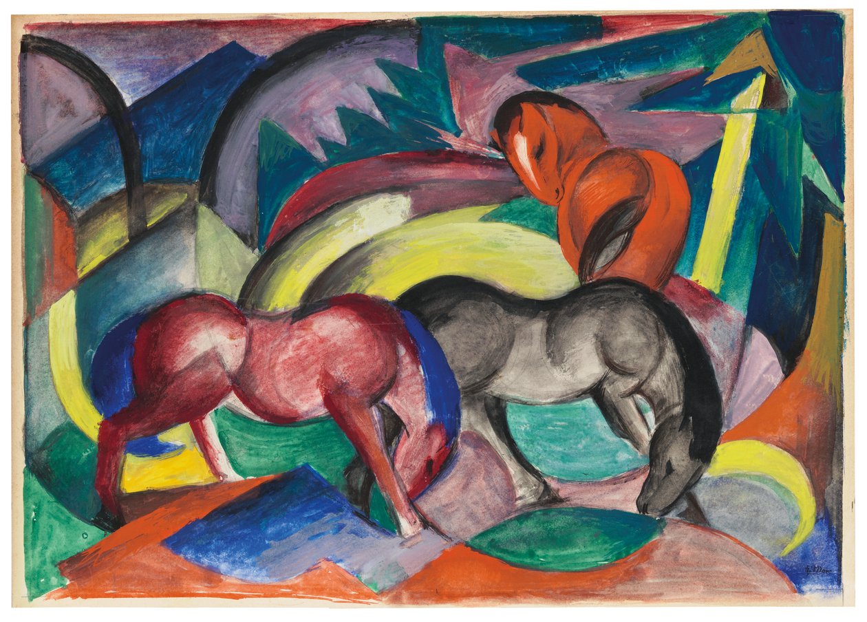 三匹马，1912年 作者 弗朗兹·马克（Franz Marc）