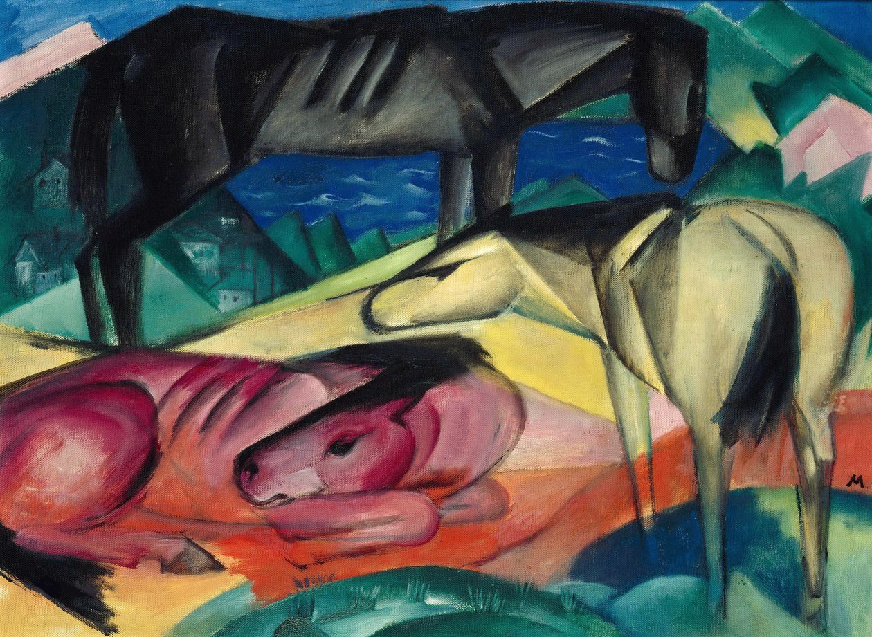 三匹马二世，1913年。 作者 弗朗兹·马克（Franz Marc）
