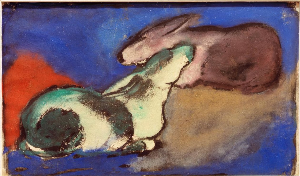 两只熟睡的兔子 作者 弗朗兹·马克（Franz Marc）