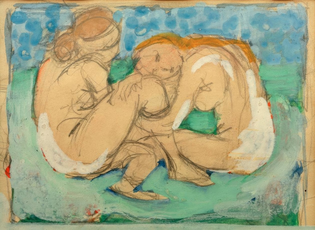 在蓝色的两个女性裸体 作者 弗朗兹·马克（Franz Marc）