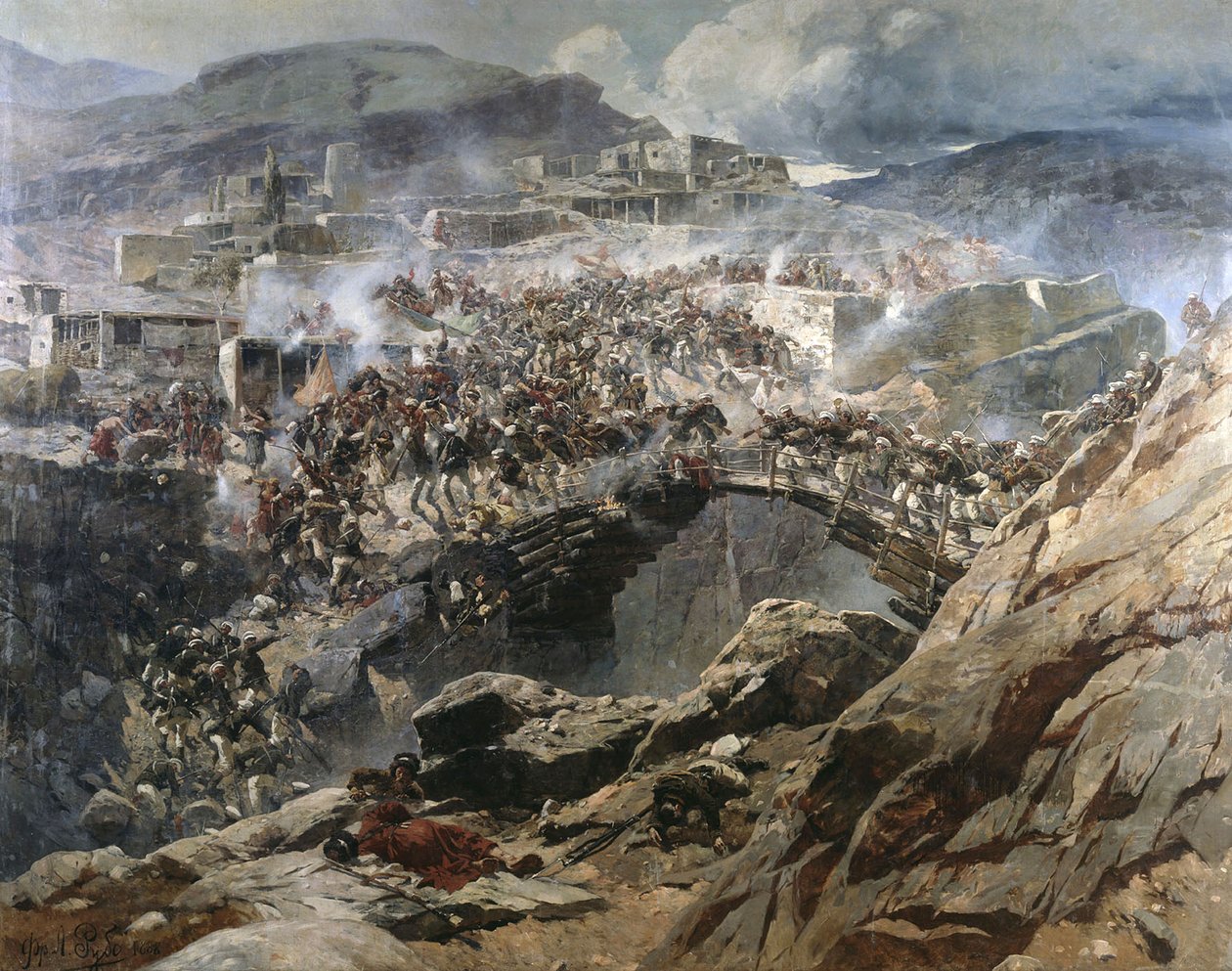 阿库尔戈的围困》，1888年。 作者 弗朗兹·鲁博（Franz Roubaud）