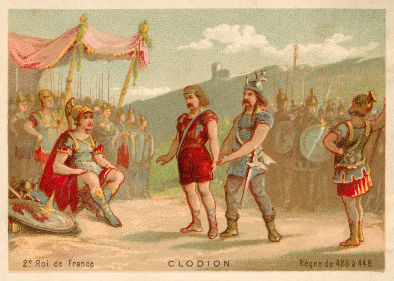 Chlodio, King of the Salian Franks (chromolitho) 作者 法语学校