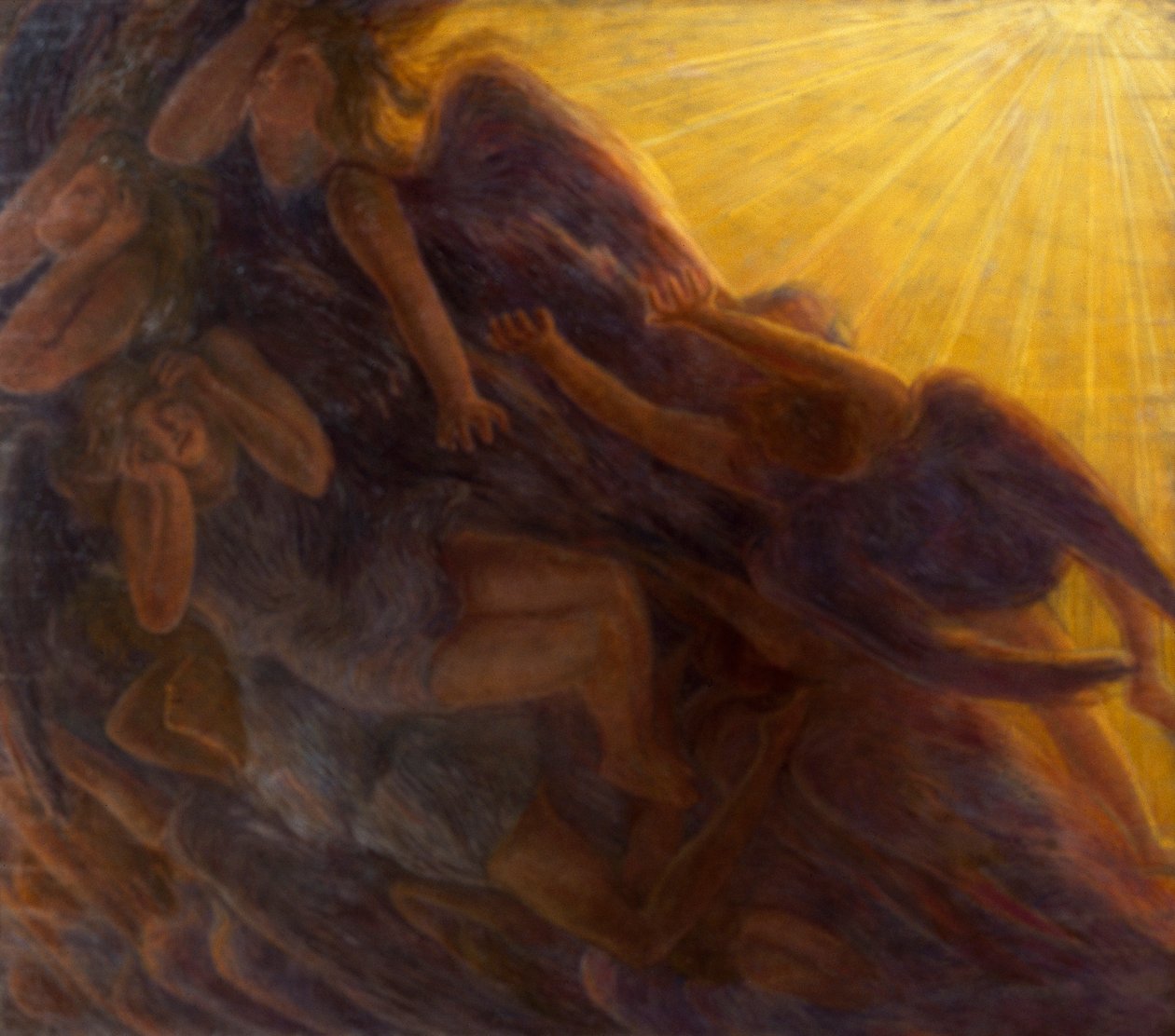 天使的陨落，三联画 作者 加埃塔诺·普雷维亚蒂（Gaetano Previati）