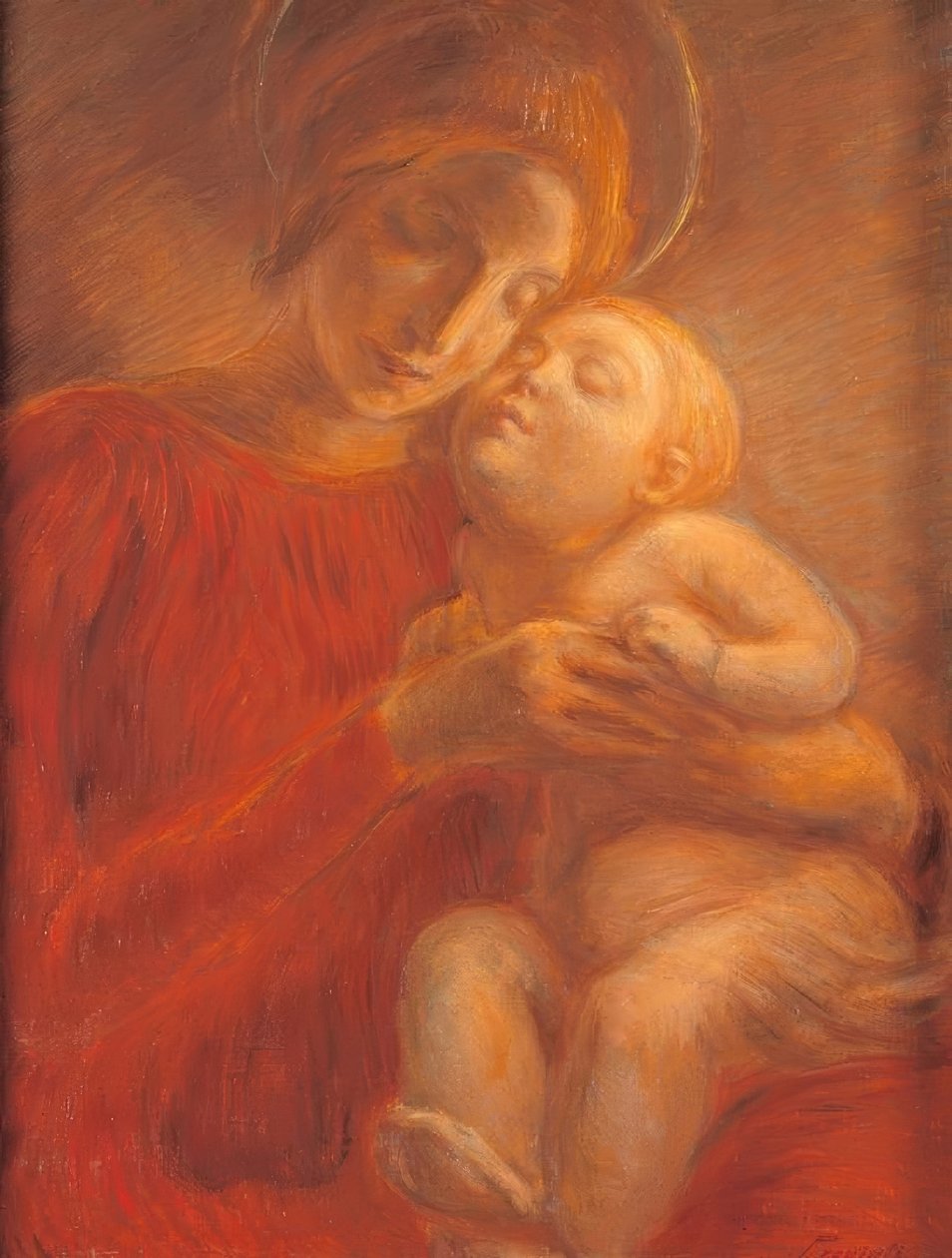 玛丽亚和孩子 作者 加埃塔诺·普雷维亚蒂（Gaetano Previati）