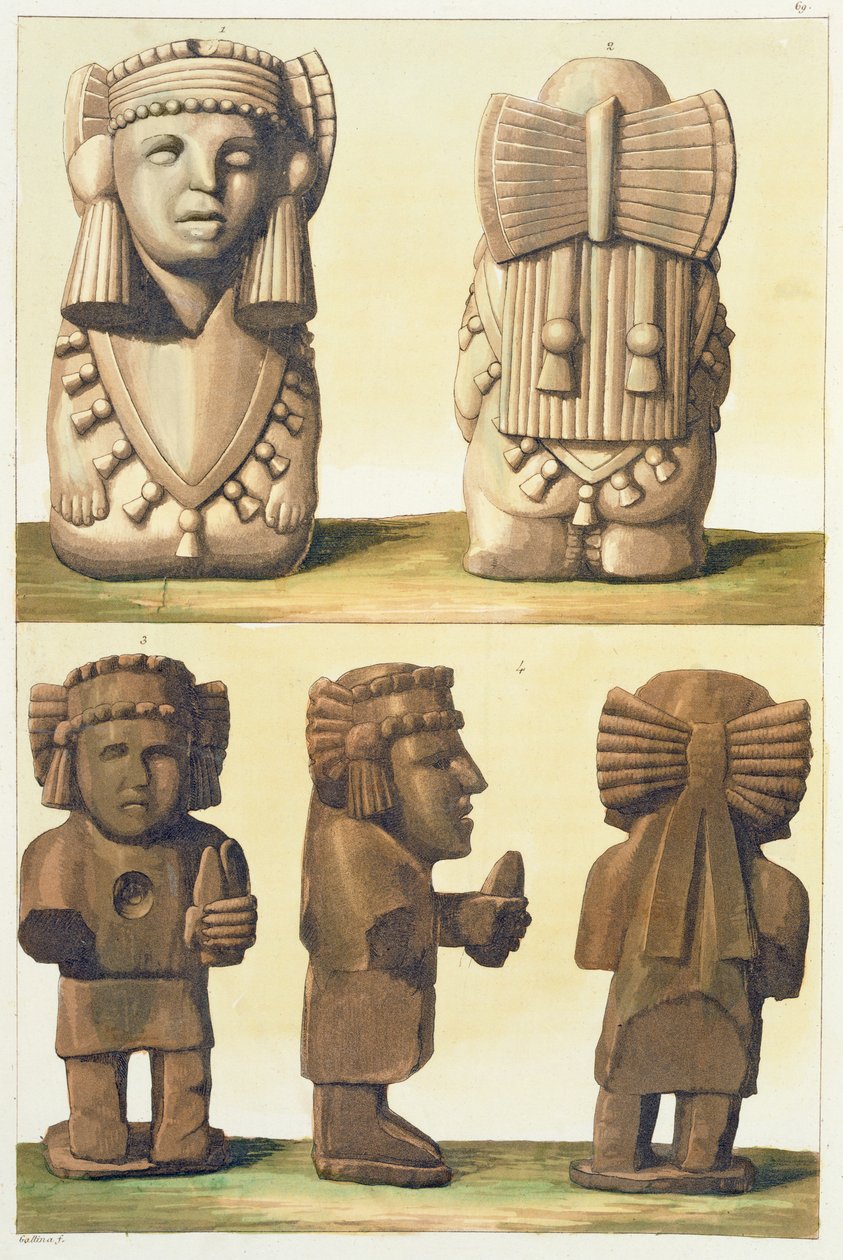 墨西哥阿兹特克偶像（彩色石版画） 作者 加洛·加里纳（Gallo Gallina）