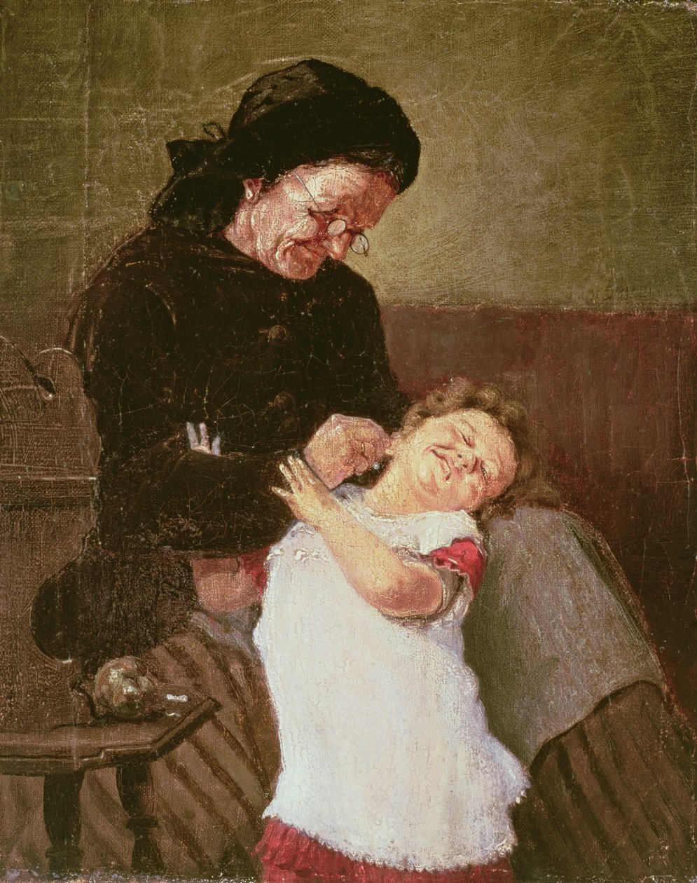调皮的女孩（布面油画） 作者 乔治·雅各比德斯（Georg Jakobides）