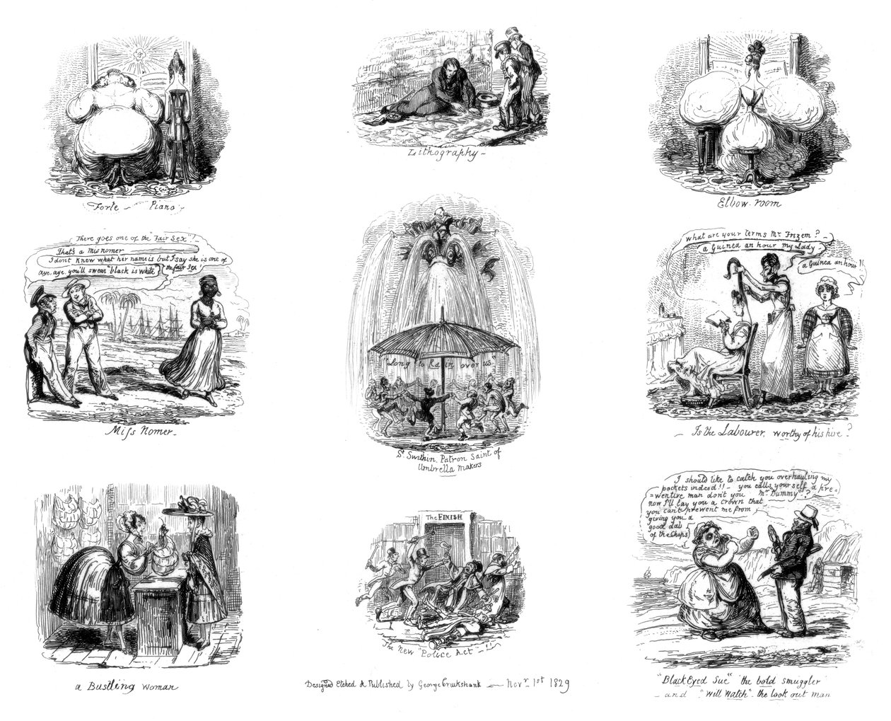 各种漫画，1829年。 作者 乔治·克鲁克申克