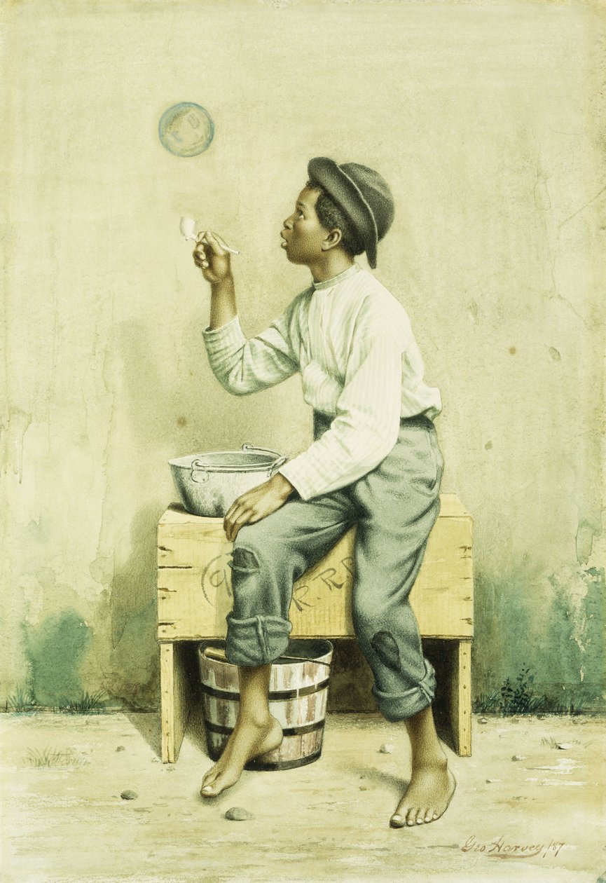 黑人男孩吹泡泡，1887年 作者 乔治·哈维