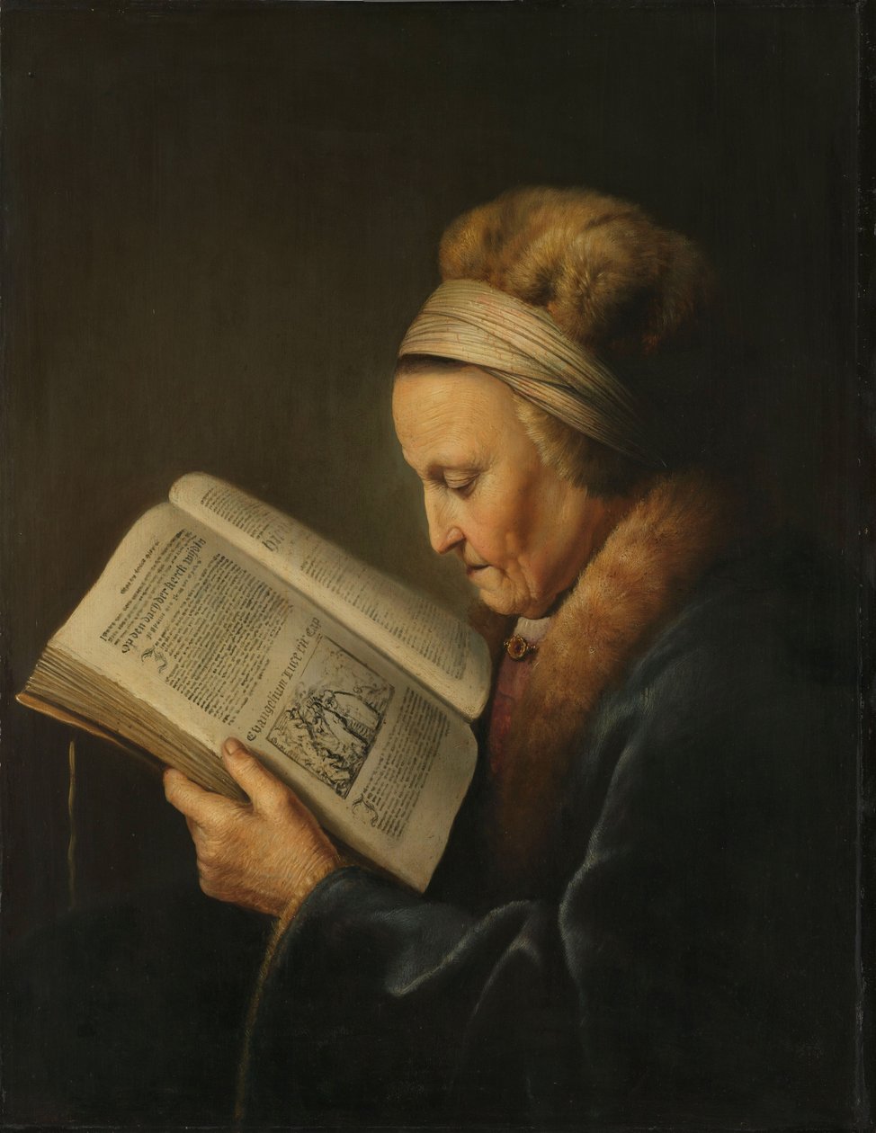 老妇人读书，c.1631-2 作者 葛瑞特窦