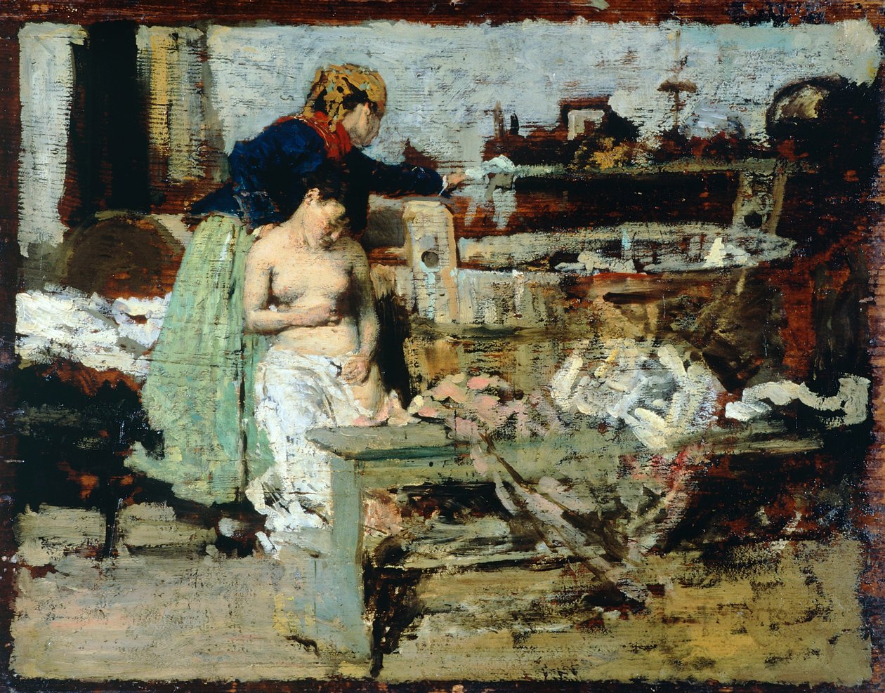 浴后（木板油画） 作者 贾科莫·法夫雷托（Giacomo Favretto）