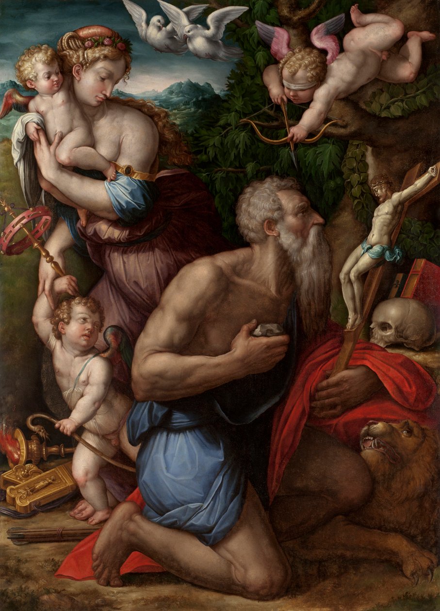 圣杰罗姆的诱惑。 作者 乔治·瓦萨里（Giorgio Vasari）