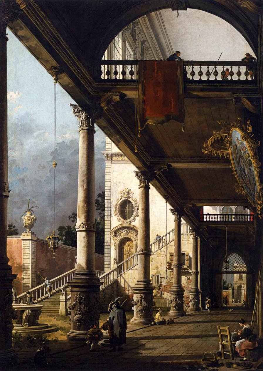 与门廓的透视图 作者 乔瓦尼·安东尼奥运河（Canaletto）
