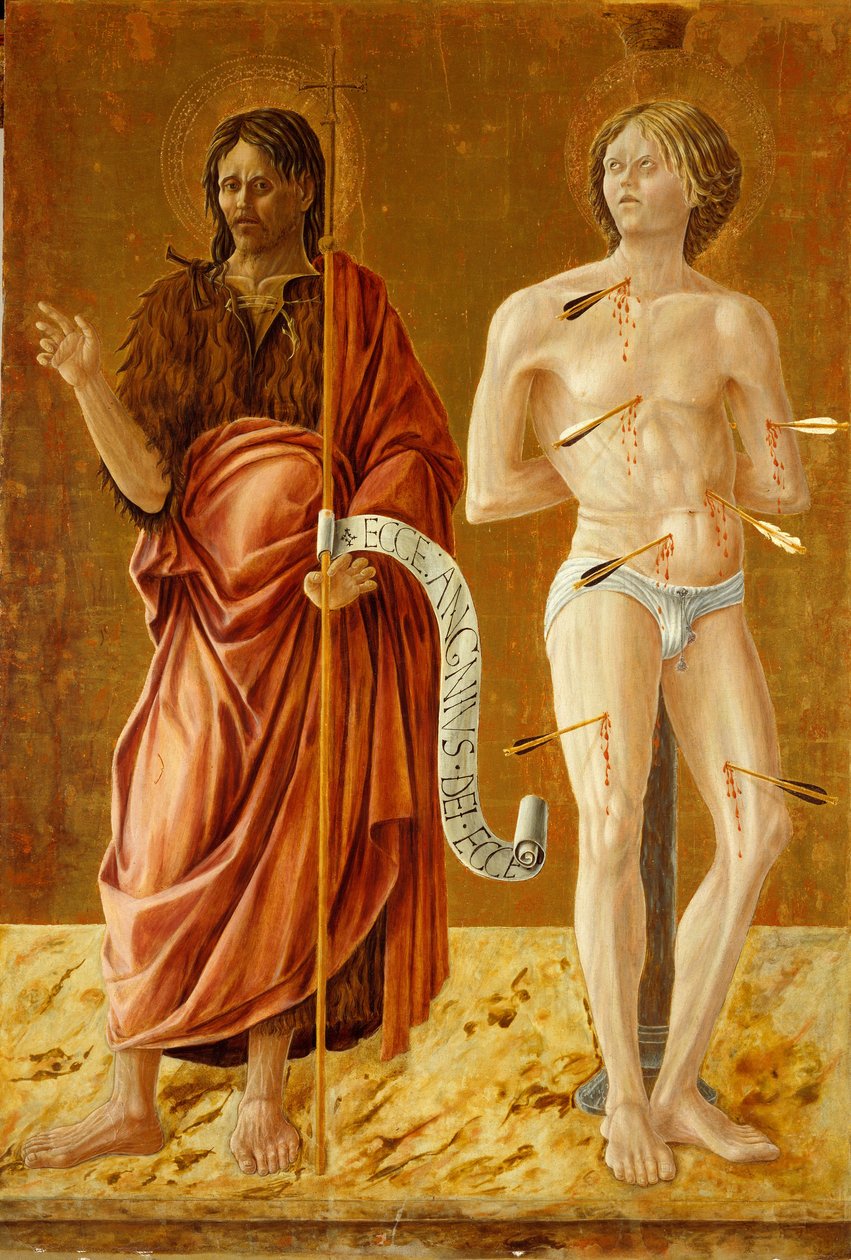 St. John the Baptist和St. Sebastian，c.1450-70（小组温度） 作者 乔瓦尼·博卡蒂（Giovanni Boccati）或博卡卡托（Boccatto）