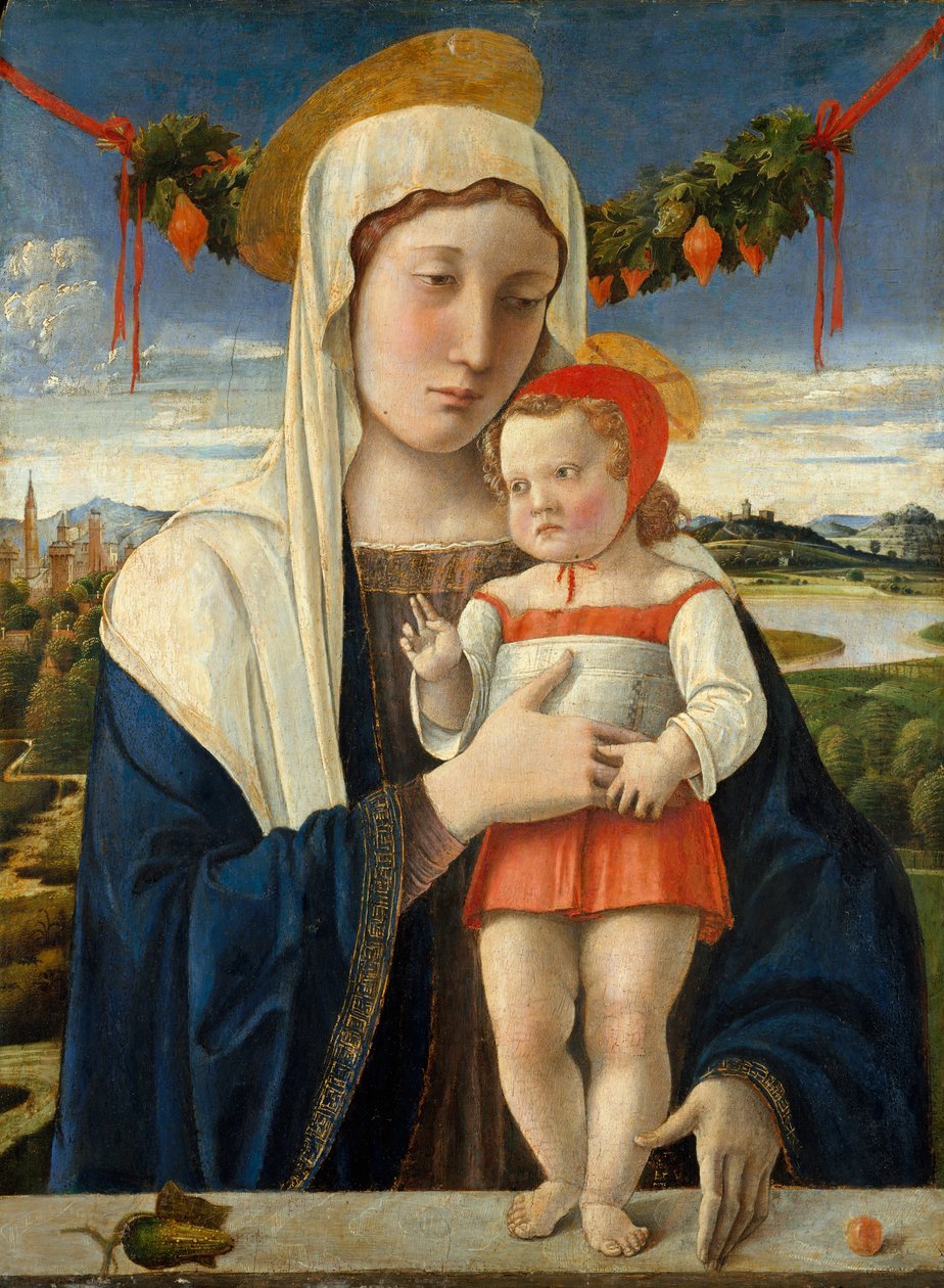 麦当娜和孩子，约。 1470。 作者 乔凡尼·贝里尼（Giovanni Bellini）