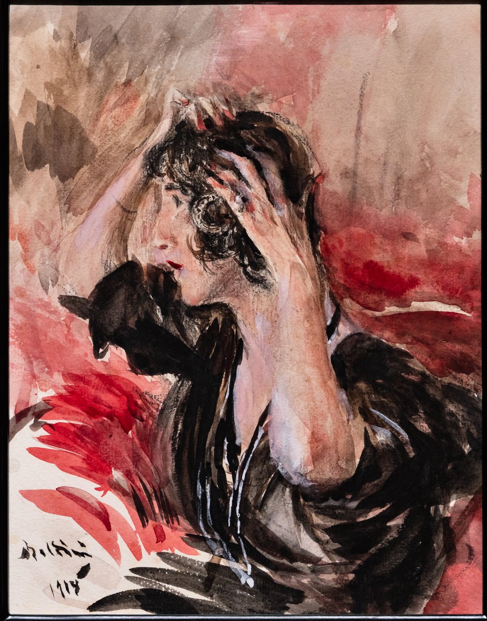 照镜子的女孩 作者 乔凡尼·博尔迪尼（Giovanni Boldini）