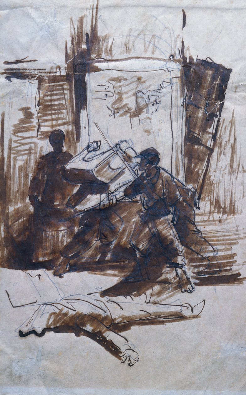 士兵在房子里行动 作者 乔凡尼·法托里（Giovanni Fattori）