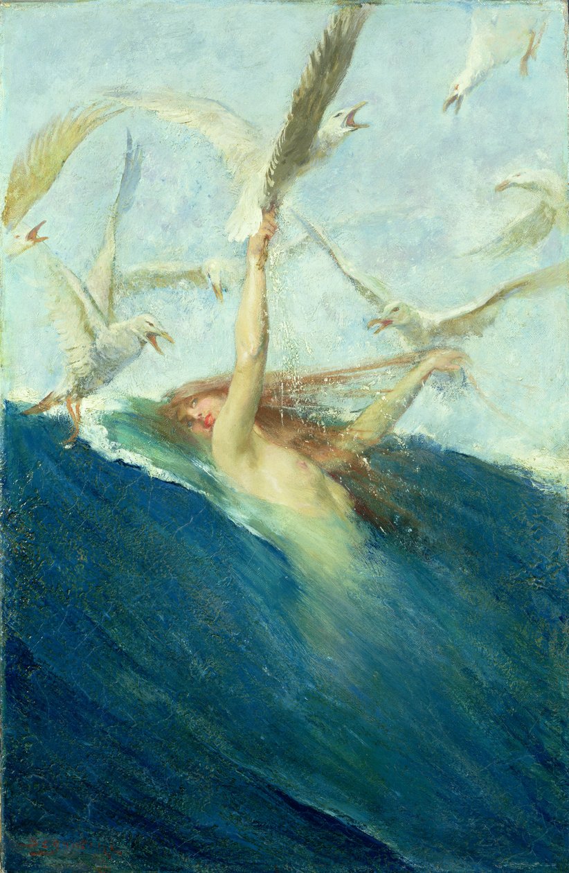 美人鱼被海鸥袭击 作者 乔凡尼·塞甘蒂尼（Giovanni Segantini）