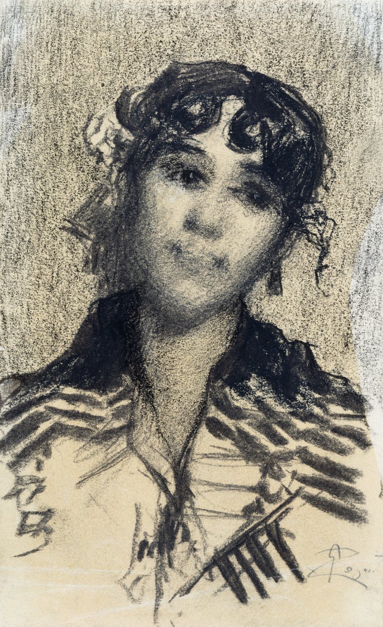 女人的头 作者 乔凡尼·塞甘蒂尼（Giovanni Segantini）