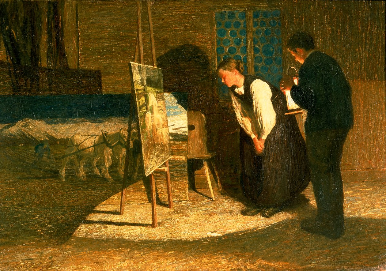 我的模特（布面油画） 作者 乔凡尼·塞甘蒂尼（Giovanni Segantini）