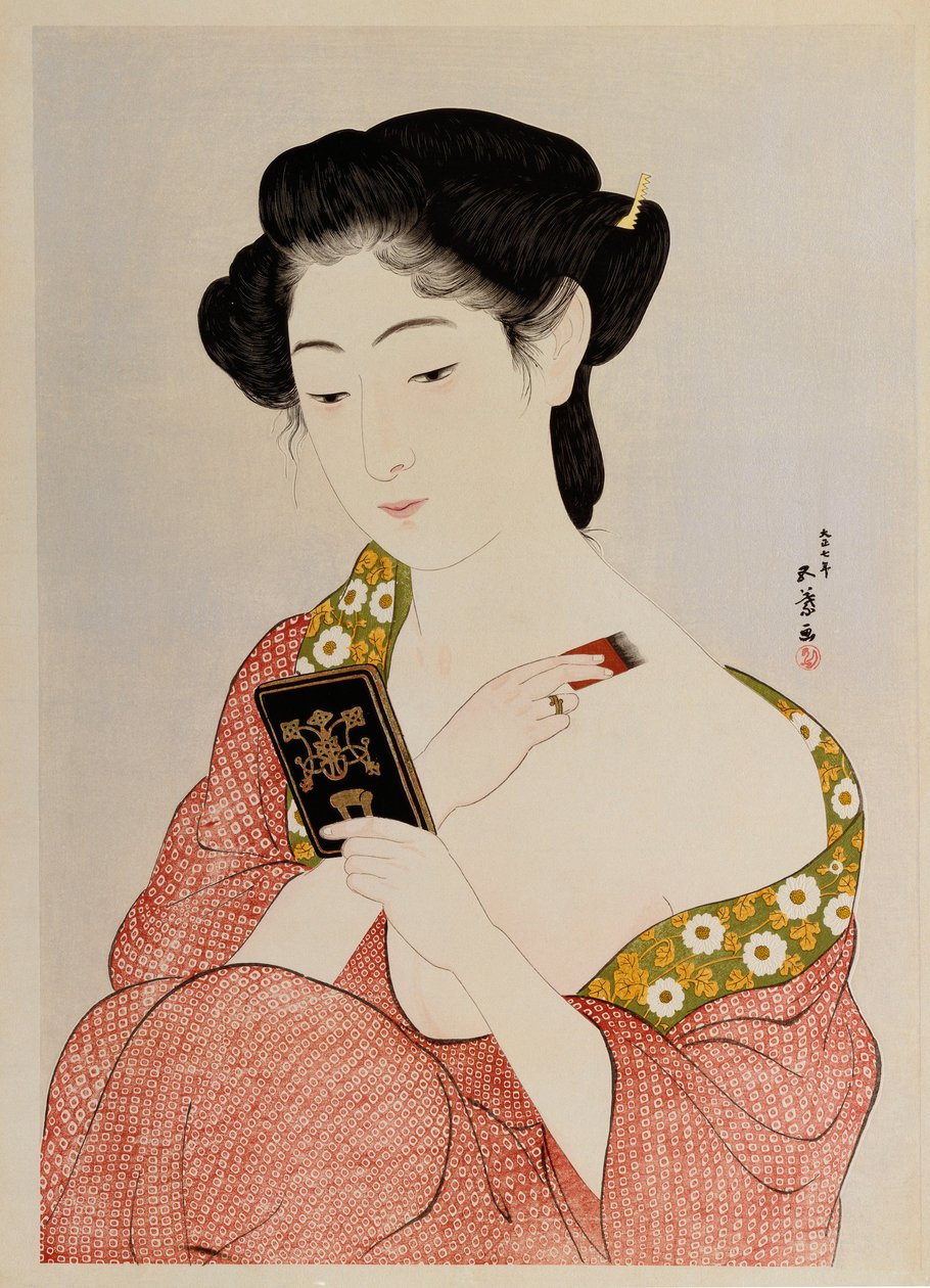 穿着内衣的女人，1918年 作者 桥口吾代