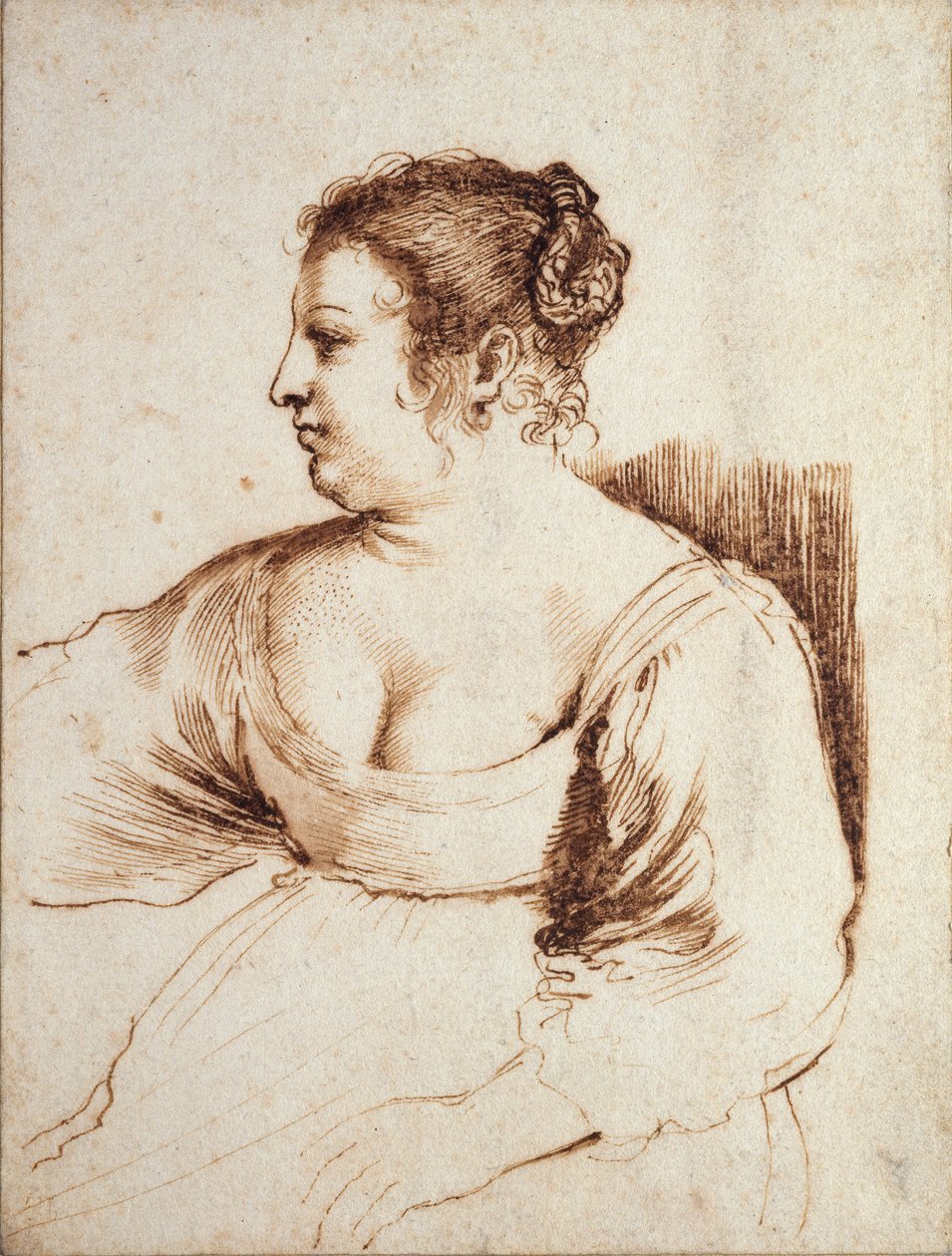 一个坐着的女人，1640-1649 作者 格尔奇诺