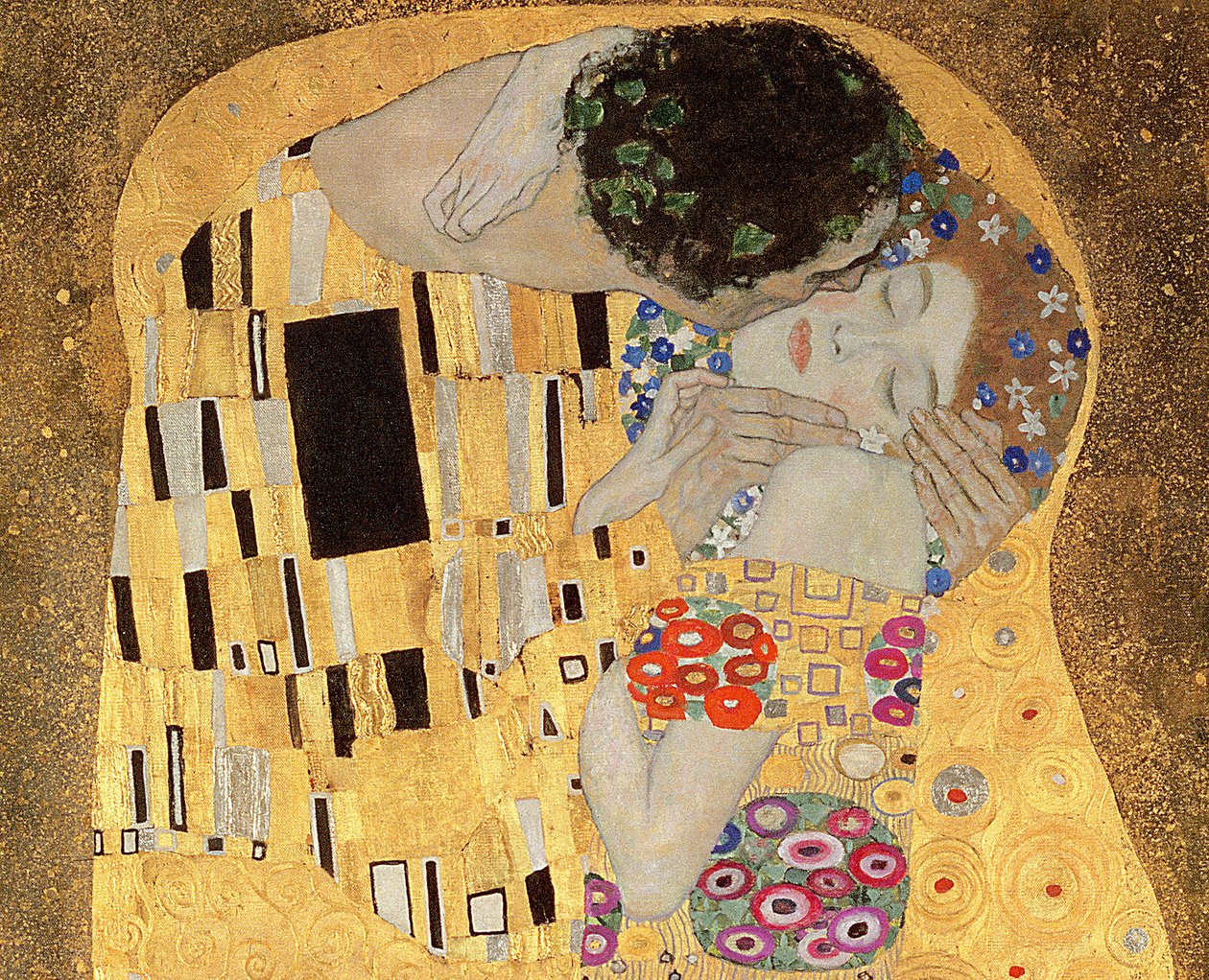 亲吻，1907-08油画布细节601 作者 古斯塔夫·克里姆特