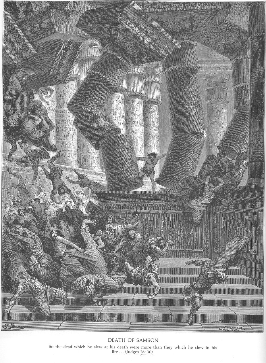 古斯塔夫·多尔。参孙的死亡 作者 古斯塔夫·多尔（Gustave Dore）