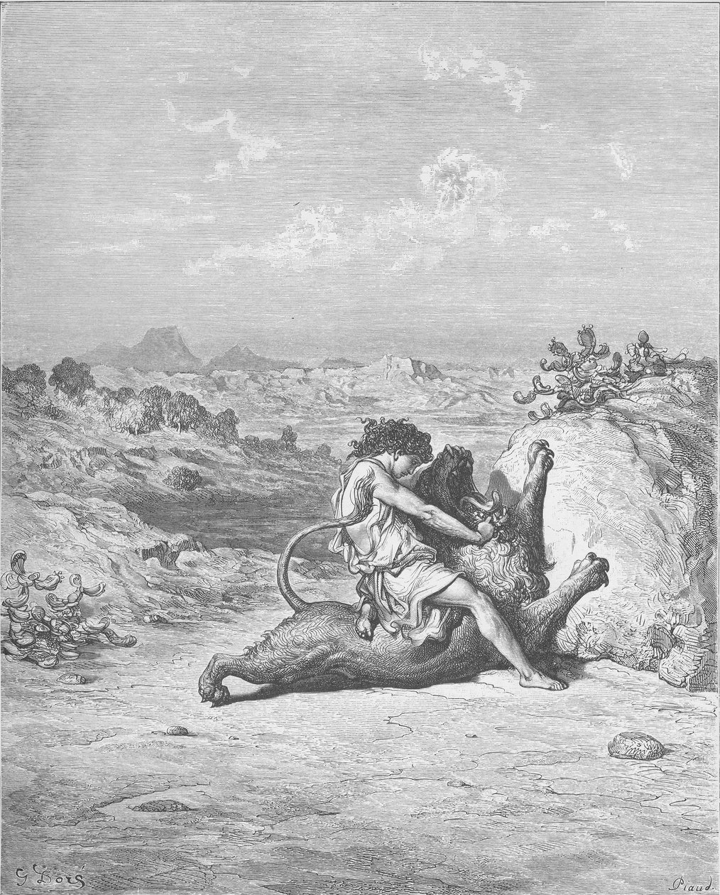 Samson杀死了一只狮子 作者 古斯塔夫·多尔（Gustave Dore）
