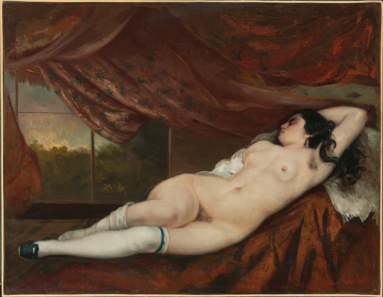 躺着的女性裸体，1862年 作者 古斯塔夫·库尔贝