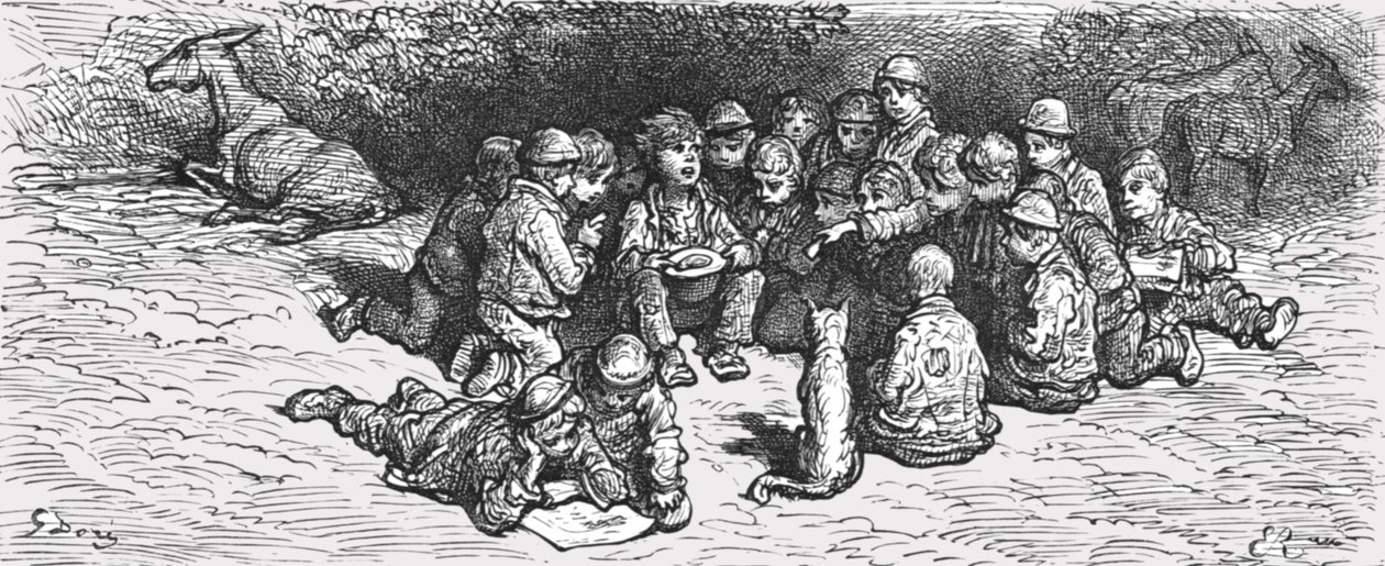 一分钱抽奖》，1872年。   作者 古斯塔夫·多尔（Gustave Dore）