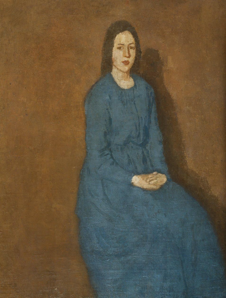 穿蓝色衣服的年轻女子，约1914-15年 作者 格温·约翰